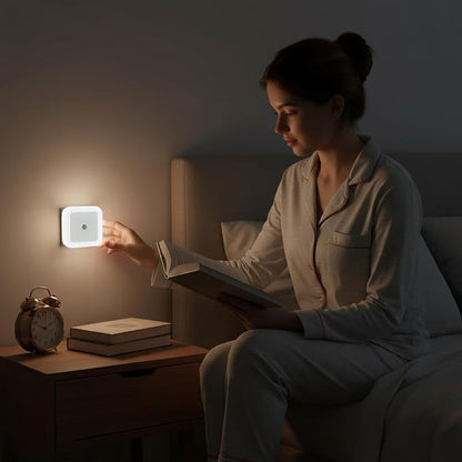 50 Pcs LED Night Lights White Smart Sensor Nightlights Accessories Wall Mounted Automatic Sensor Night Lamp for Hallway Stairs Kitchen Bedroom Toilet Bathroom