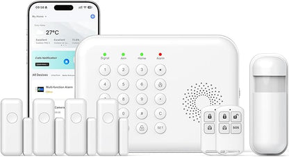 Alarm System for Home Security,WiFi/4G Home Alarm System with DIY,Remote Control App Alert Door Window Sensor Motion Detection No Monthly Fee Compatible with Alexa & Google