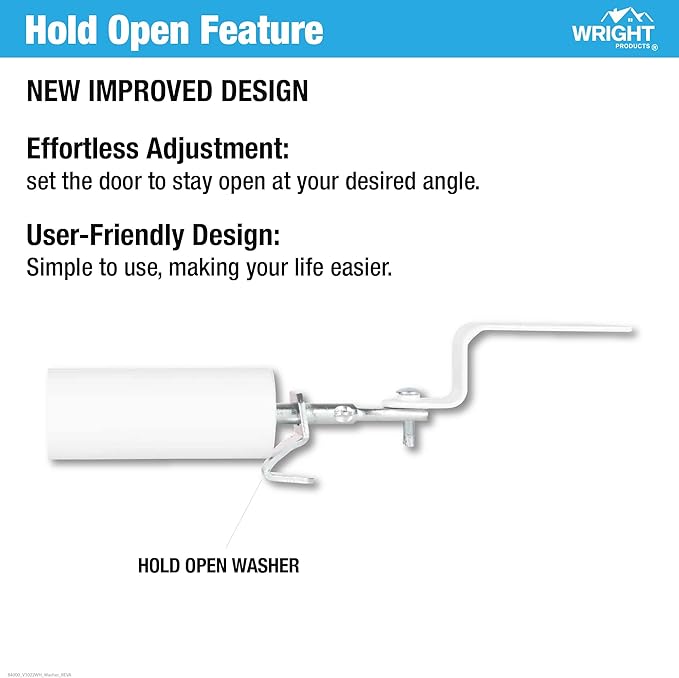 Wright Products Standard Duty Pneumatic Screen & Storm Door Closer – Adjustable Closing Speed, Quiet Operation, Easy Installation (Modern, White)