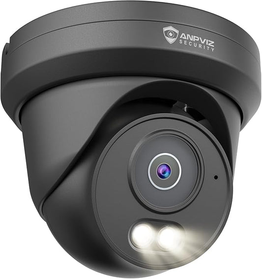 Anpviz 4MP PoE Camera Black, Full Metal Turret Security IP Camera Outdoor Wired, AI Human Motion Detection, Smart Dual Light Color Night Vision, Built-in Mic, 2.8mm Lens, NDAA, IPC-D3B43B-S (U Series)