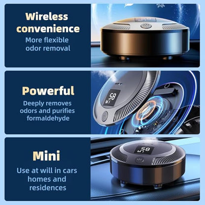 Home Air Purifier with True Ozone Deodorization for Odors, Smoke, Fridge, Bedroom, Bathroom, Shoe Cabinet, Wardrobe, Car, RV, Travel | 20.4㎡ Coverage | Ultra Quiet (Black)