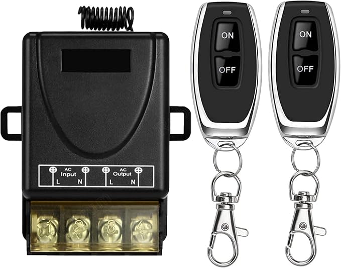 DieseRC 433Mhz Wireless Remote Control Switch AC 110V 120V 240V 220V 30A Relay Receiver with 2 Transmitters for Light Water Pump Household Appliances Farm Irrigation and Electrical Equipment