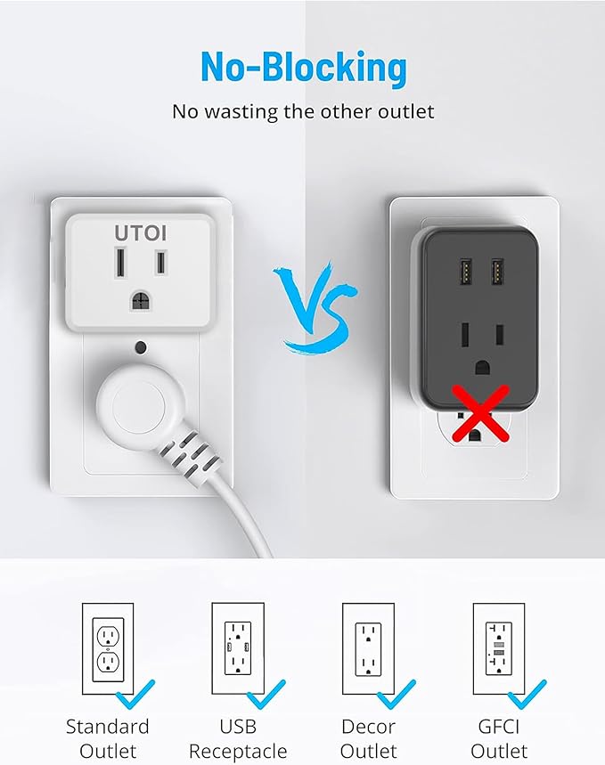 Remote Control Outlet Plug, Wireless Light Switch for Lamps and Household Appliances, 15A Remote Outlet Switch, Expandable, UL Listed, White