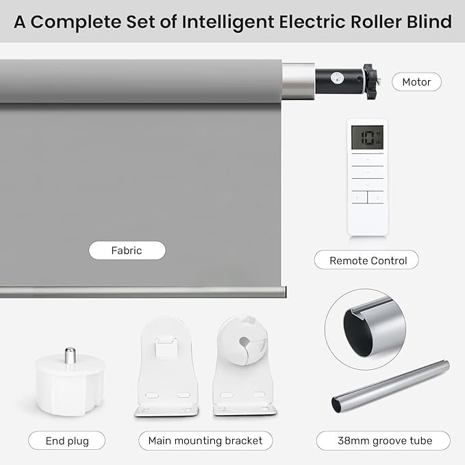 Smart Motorized Window Shades, Customizable Room Darkening Blinds with Remote Control for Home or Office