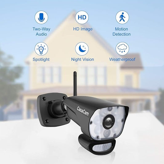 CasaCam GuardianCam Air | AC Powered 720p Spotlight Camera for VS1002 and VS802 Wireless Security System, Add-on Camera, Weather Proof, Two-Way Audio, Model VC1000