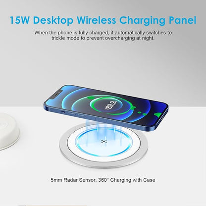 HEZI 4-inch Pop Up Countertop Outlet with 15W Wireless Charger,Max 45W Power Delivery,2 USB-A & 2 USB-C & 12AC Outlets Tamper Resistant 15A, Island Pop Out for Home Office Kitchen