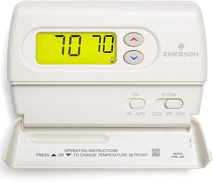 White-Rodgers Emerson 1F86-344 Non-Programmable Thermostat for Single-Stage Systems
