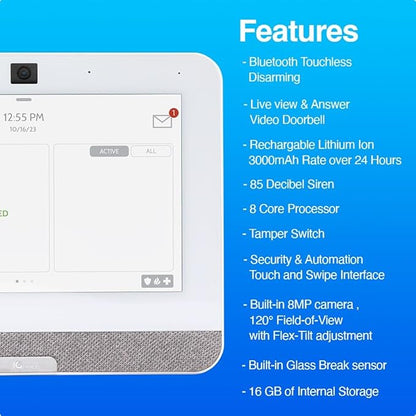 Qolsys IQ Panel 4: Wireless Smart Home Security System Alarm Panel for House Protection and Home Automation. Easily Integrate with Alexa, Window Alarms, Cameras and More. 319.5 MHz