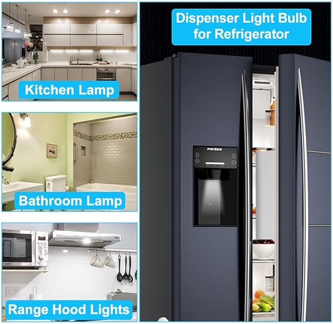 E12 LED Fridge Water Dispenser Light Bulb 2W(15W Replacement) 120V T5 Tubular Appliance Bulb for Chandeliers Home Lighting Refrigerator/Dryer Drum Light C7/S6 Clear Glass Daylight White 6000K,2-Pack