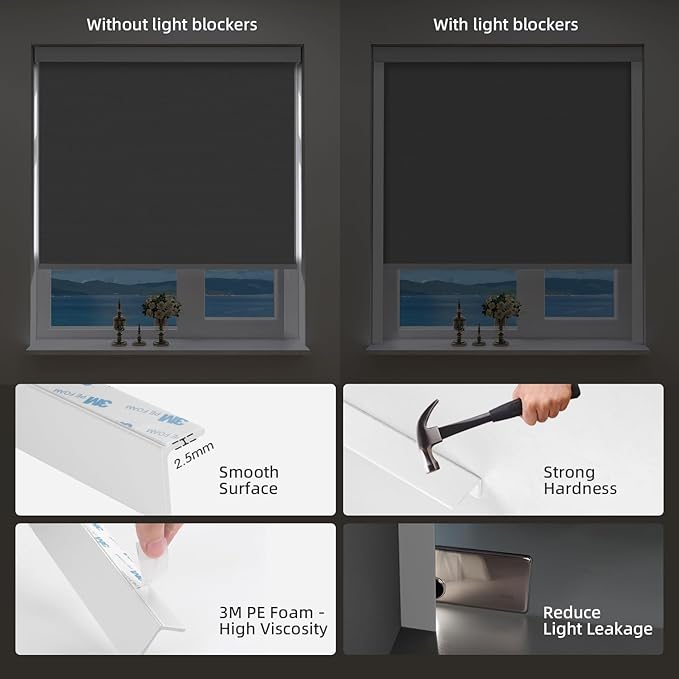 ZSTARR Motorized Smart Blind for Window with Remote Control, Automatic Blackout Roller Shade Customizable Size,with Valance Child Safety Rechargeable Battery Blinds (Dark Grey)