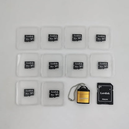 Factory Wholesale 64GB Micro SD Card 10-Pack, U3 A1 V30 Class 10, 80+MB/s Read for 4K Camera, Game Console, Drone,CCTV -with SD Adapter(10x64GB)