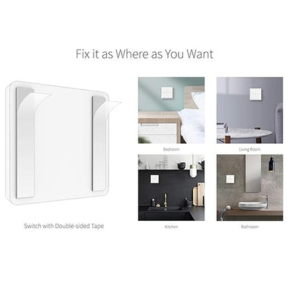 FTVOGUE Wireless 4 Gang Scene Panel No Wiring Needed Stick on Wall Tuya Smart Life for Home Automation