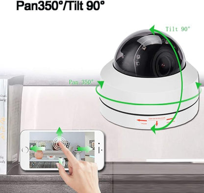 Outdoor 8MP 4K PTZ IP POE Dome Ceiling Security Camera Pan Tilt 5xOptical Zoom 100ft IR Night Vision Motion Detection Remote View RTSP