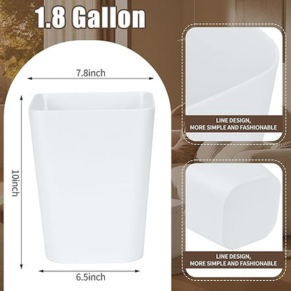 Trash Can - Small Waste basketbin - 1.8 Gallon- for Office,Home,Bathroom,Kitchen - White
