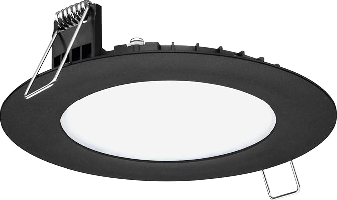Juno LED Recessed Lights 4 Inch Round Wafer Downlight, 5-in-1 Switchable White Color Temperature, 120 Volts, 4-Inch Ultra-Thin Flat Trim, Matte Black (WF4 SWW5 90CRI MB M6)