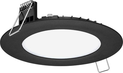 Juno LED Recessed Lights 4 Inch Round Wafer Downlight, 5-in-1 Switchable White Color Temperature, 120 Volts, 4-Inch Ultra-Thin Flat Trim, Matte Black (WF4 SWW5 90CRI MB M6)