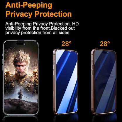 OneFish Screen Protector Privacy for iphone 13 Pro Max/14 Plus, Anti Spy Private Tempered Glass Edge Protection, Dynamic Island Compatible with Installation Frame, 9H Glass Scratch Resistant, 2Pack