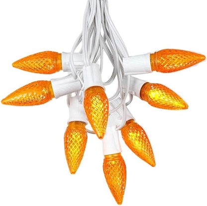 Novelty Lights 25 Foot C9 LED Outdoor Lighting Patio Christmas String Light Set, Orange, White Wire, 25 Bulbs
