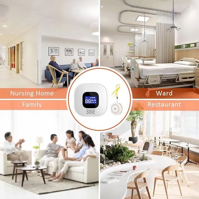 VOCA Wireless Personal Alarms & Pager for Elderly, Emergency Alarm, SOS Button, Panic Alarm, Nurse Call Bell, SOS System for Home/Personal, Caregiver Pager, Seniors, Patients, Disabled, 2.4G WiFi