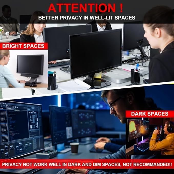 32 Inch Acrylic Hanging Privacy Screen Filter, Removable Anti-Peep Shield For 16:9 Widescreen Monitor, Anti Glare Blue Light Blocking Computer Monitor Privacy Protector