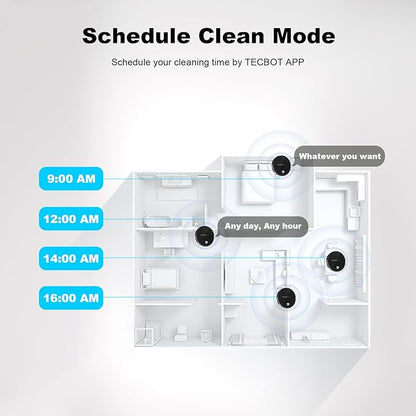 TECBOT S1 Robot Vacuum Cleaner Slim 120Mins Runtime 2-in-1 Robot Sweeping or Mopping Self-Charging WiFi&App&Remote Control Robotic Vacuum Cleaner for Home Pet Hair Hard Floors,Black