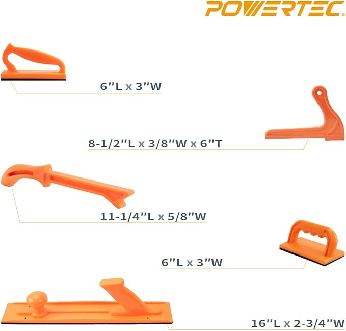 POWERTEC Push Block & Push Stick Fits Table Saw, Router Table, Band Saw & Jointer, Ergonomic Handles, Max Grip, Wood Pusher Reduces Kickback & Increases Safety for Wood working Accessories. 5PK(71009)