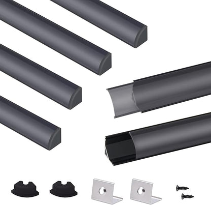 VST 6pack 3.3 ft LED Channel, V Shape Led Diffuser Channel, LED Aluminum Channel System with Black Cover, End Caps and Mounting Clips, Aluminum Profile for LED Strip Light Home Decoration