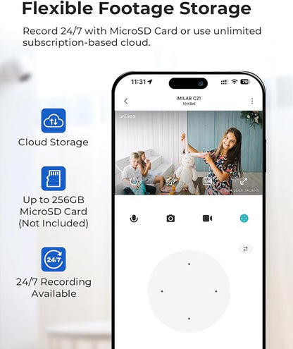IMILAB 2.5K Indoor Camera, Room Camera for Bedroom, Dog/Pet/Baby/Nanny Cam with Xiaomi Home App, 360° Pan & Tilt Home Security Cam, Night Vision, Two Way Audio, 2.4GHz WiFi (C21 2 Pack)