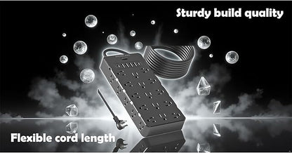 Heavy Duty Surge Protector Power Strip - 25 AC Outlets, 6 USB Ports, 4000J Protection, 6.5ft 14AWG Extension Cord, Flat Plug, Mountable,ETL Listed