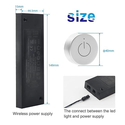 VST 18W LED Power Supply 100V-240V AC to 12V DC Low Voltage Transformer with Remote Contorller. 12V JST Ports, ETL Listed Black Dimmable LED Driver for LED Strip Lights and Cabinet Lights