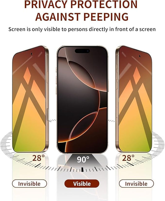 Privacy Screen Protector for iPhone 17 Pro 6.3-Inch,Anti-Spy Private Glass Film Anti-Blue Light No Bubble Anti-Scratch Full Coverage Gradient Green，2-Pack