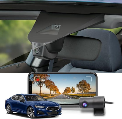 Fitcamx Front 2160P+Rear 1080P Dash Cam Adapts for Acura TLX 2021-2023 & TLX Type S, OEM Look, Dual HD Video, Built-in WiFi & APP, Loop Recording, G-Sensor, Night Vision, Easy to Set, 128GB Card