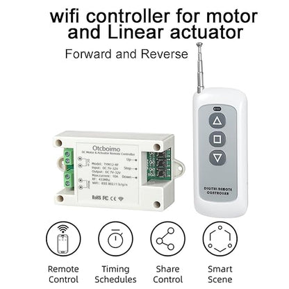 DC7-32V WiFi Smart Linear Actuator Motor Controller, Forward and Reverse Relay, Smart Life APP / RF433Mhz 328FT Remote Control, Compatible with Alexa, Google Home, Siri