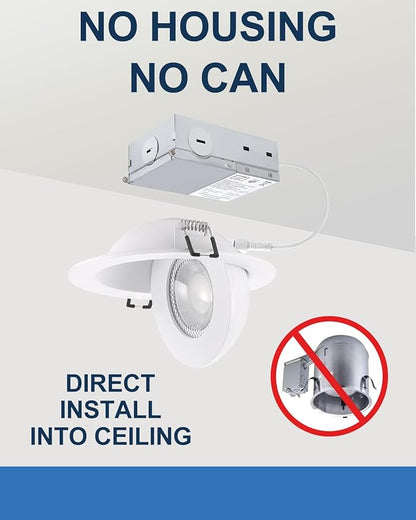 POPANU Recessed Lighting 4 inch Gimbal 9W 5CCT Swivel Ceiling Eyeball Spotlight 4inch Dimmable Recessed Lights, Soffit Indoor Directional Lighting, 90° Tilt and 360° Rotation White 2 Pack