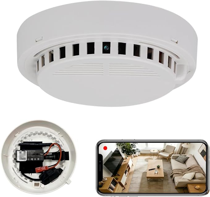 LIZVIE Handcrafted DIY 2K Smoke Detector Camera – 5000mAh*2 with150° Wide Angle Motion Detection/Night Vision/APP Remote Control/SD Storage/Nanny Cam for Indoor Home Security.