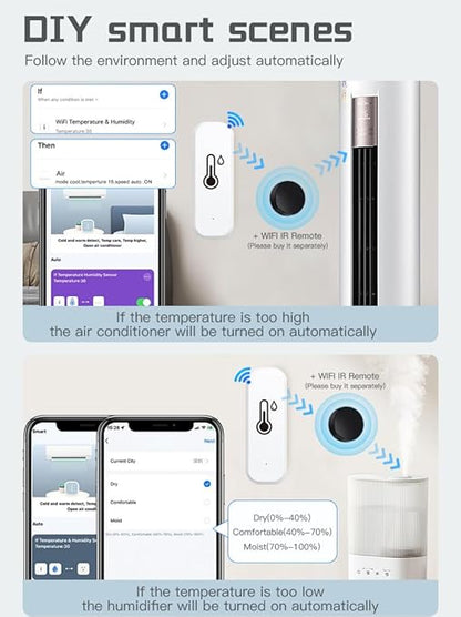 Zigbee Temperature and Humidity Sensor, 4 Pack, Smart Home Compatible, Zigbee 3.0, Multi-Room Group Control