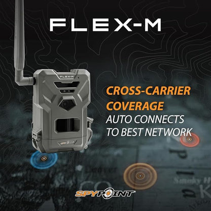 SPYPOINT Flex-M and SD Card Pack with LIT22 - Cellular Trail Cameras | Best Value in Hunting Accessories |No WiFi Needed & GPS-Enabled |Hunting Night Vision | IP65 Waterproof