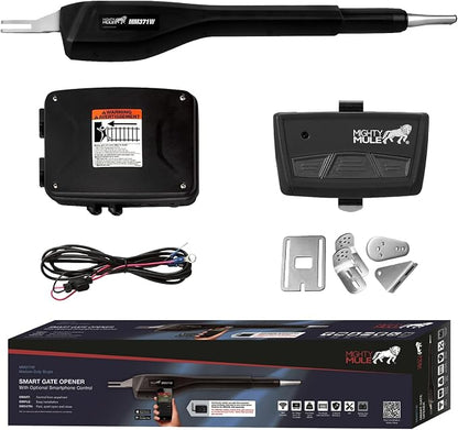 Mighty Mule MM371W Automatic Gate Opener, Smart and Solar Ready, Includes Gate Opener Remote and More-Up to 16ft Long or 550lb, Black, 1 Gate Opener Kit