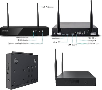 XMARTO H.265 16-Channel 4K Ultra HD Long Range Wi-Fi 6 Network Video Recorder NVR/DVR with Linux OS and Easy Remote Access (WNP816-W6, Works with XMARTO WIFI6 Cameras ONLY)