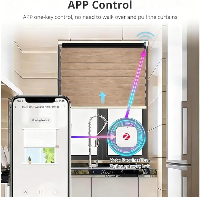 Smart ZigBee Roller Shade Motor Retrofit, Tuya App Control Electric Blind Motor, 5000mAh Rechargeable, Compatible with Alexa & Google Home, High Torque Kit (10 N.m for Φ50mm (2") Groove Tube)