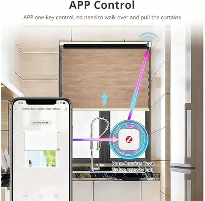 Smart ZigBee Roller Shade Motor Retrofit, Tuya App Control Electric Blind Motor, 5000mAh Rechargeable, Compatible with Alexa & Google Home, High Torque Kit (10 N.m for Φ50mm (2") Groove Tube)