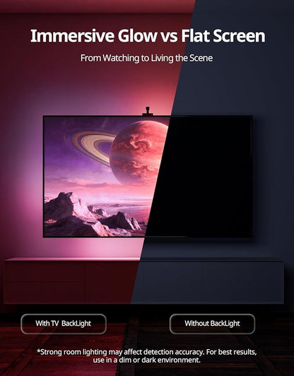 Ailofy Smart LED Backlight with Camera for 55-70 inch Screens, 12.48ft LED Strip Lights Sync to Screen & Music, Color Changing Lights Compatible with Alexa & Google Assistant, App Control