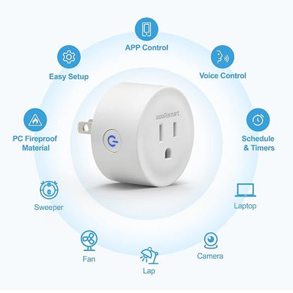 Smart Plug, WiFi Plugs Work with Alexa & Google Assistant, Smart Outlet with Timer & Group Controller, WiFi Outlet for Home, No Hub Required, ETL & FCC Certified, 2.4GHz WiFi, 16A, 4 Pack