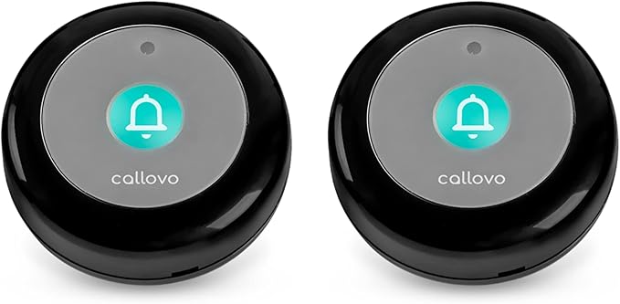 Call Button for Wireless Calling System Nurse Call System Caregiver Pager for Elderly Seniors Patients Clinic Nursing Home Care Facility Compatible to Callovo Device Only 2 PCS Black