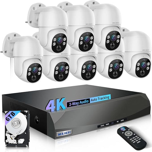 【90 Days Storage & 2-Way Audio】 4K Wired Security Camera System, Home Video Surveillance Systems, Outdoor POE Security Cameras, IP Camera System, Surveillance DVR Kits