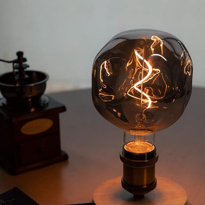 G40 LED Edison Bulb, Smoke Gray Hand-Blown Hard Glass, 4W (25W Incandescent Equivalent), 110-130V, E26, 2000K Warm Yellow Light, 200LM, Dimmable, for Indoor Decorative Lighting