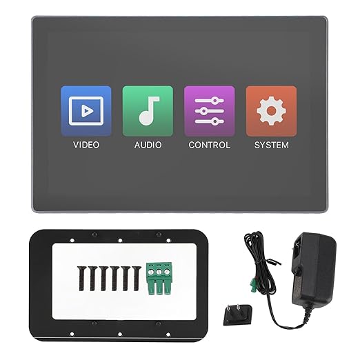 Smart Home 10 inch Multifunctional Intelligent Control Touch Screen, 4GB 32GB Background Music Central Control Panel, with Voice Control, Home Audiovisual Control System (US Plug