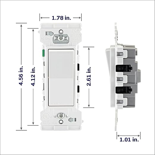 Leviton Lever Edge 15 Amp Single Pole Rocker Switch, 10-Pack, E5601-MW, White