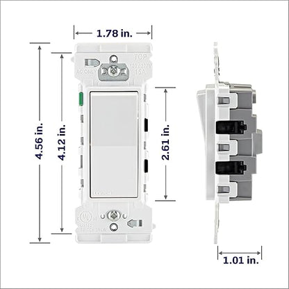 Leviton Lever Edge 15 Amp Single Pole Rocker Switch, 10-Pack, E5601-MW, White