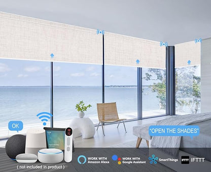 Bringnox Motorized Blinds with Remote,100% Blackout Smart Roller Blinds Compatible with Apple Homekit Google Home and Alexa Via HUB,and Customized (Vigor Milky-11)